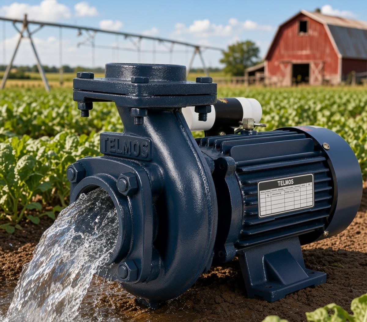 TELMOS AGRI KING agricultural pump working in a field